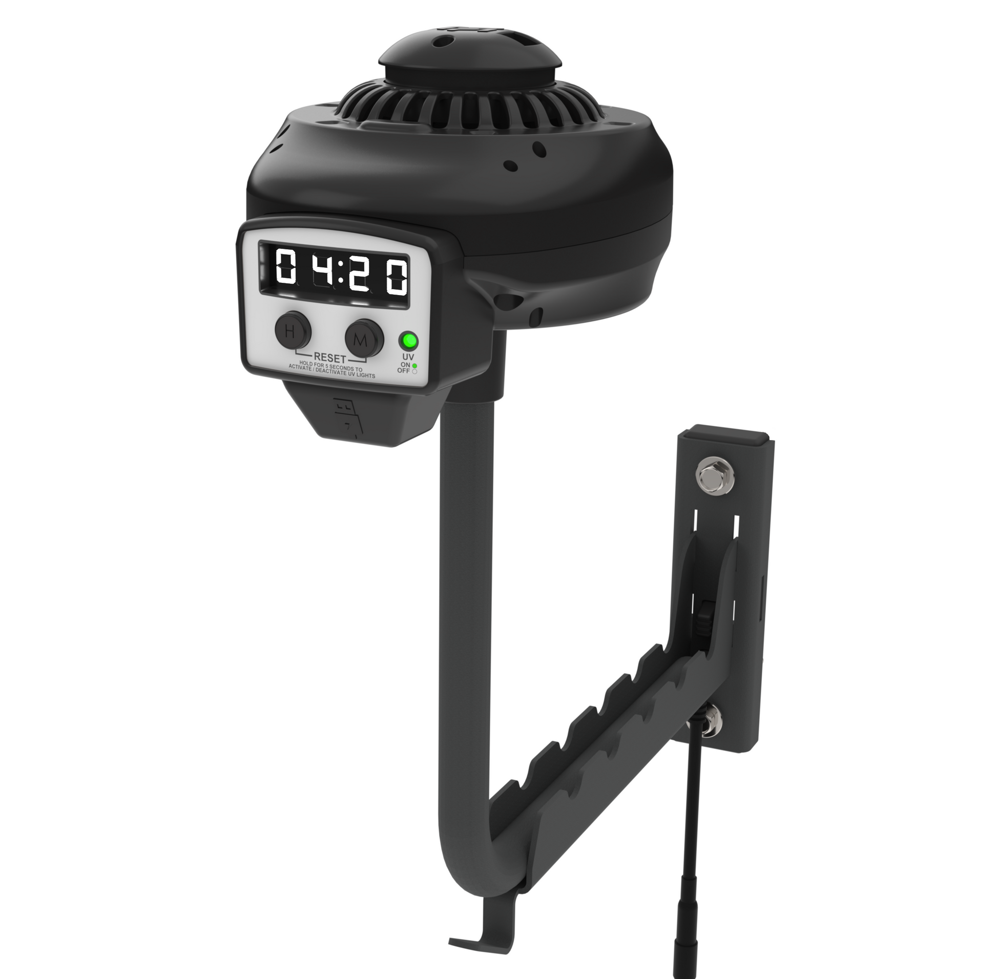 Advanced Motorcycle Helmet Holder, Front Side View Graphic, Black